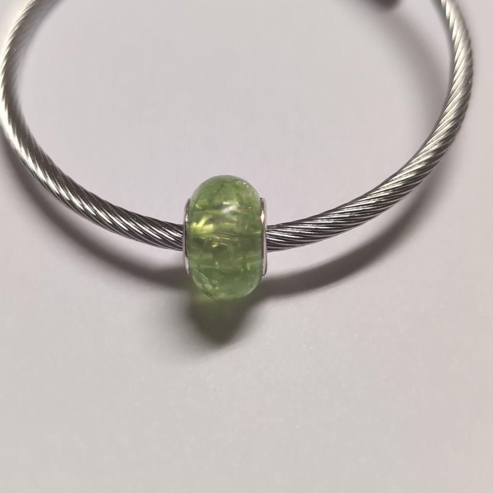Green "Crushed Glass"‎ Charm for Pandora Style Bracelet